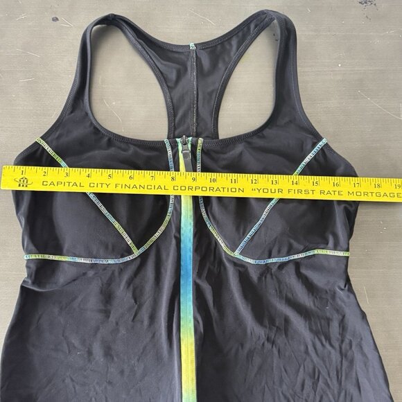 Gottex Profile Sport Black Full Zip Tankini Racerback Swimsuit Bathing Suit 16 - Picture 5 of 11